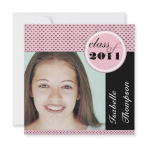 Pretty Polka Dots Modern Graduation Party Custom Announcement