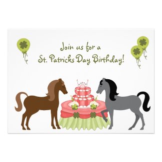 Pretty Ponies St Patrick's Day Birthday Invitation