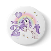 Pretty Pony 2nd Birthday Button