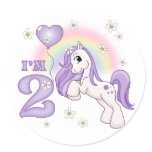 Pretty Pony 2nd Birthday Round Sticker