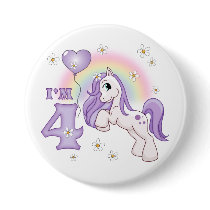 Pretty Pony 4th Birthday buttons