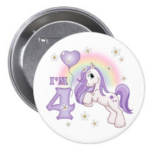 Pretty Pony 4th Birthday Button