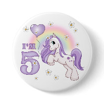 Pretty Pony 5th Birthday Button