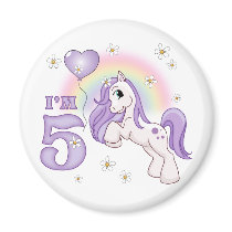 Pretty Pony 5th Birthday Magnets