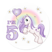 Pretty Pony 5th Birthday Stickers