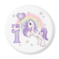 Pretty Pony First Birthday Refrigerator Magnet