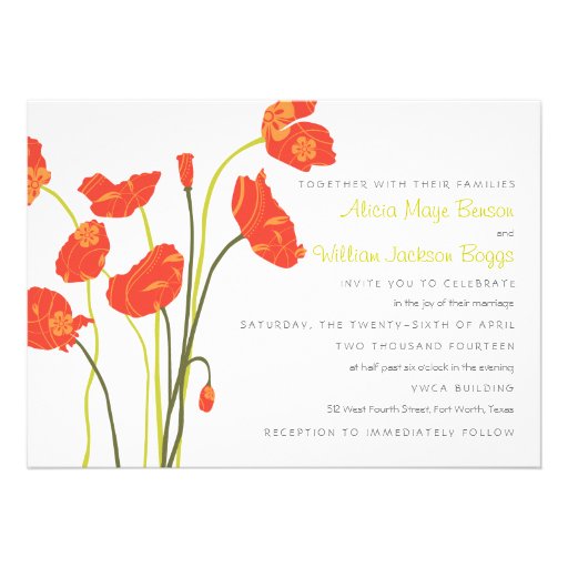Pretty Poppies Horizontal Invitation Card