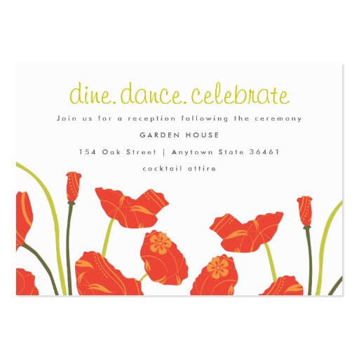 Pretty Poppies Reception & Informational Card Business Card Template (front side)