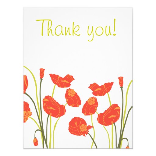 Pretty Poppies Thank you Notecard Announcement