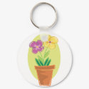 Pretty Pot Of Flowers keychains