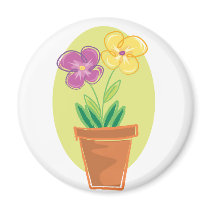 Pretty Pot Of Flowers magnets
