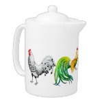 Pretty Poultry Roosters Teapot