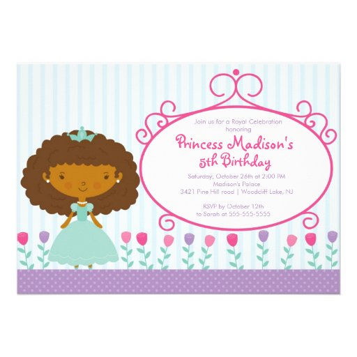 Pretty Princess Birthday Party Invitation Purple