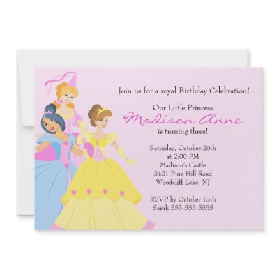 start your party off right with our cute birthday invitation featuring three beautiful royal princess
