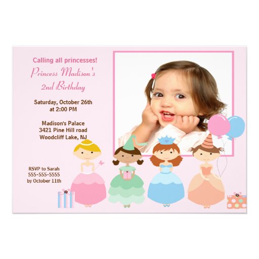 Pretty Princess Photo Birthday Party Invitation