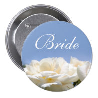 Pretty pure white rose flower bride wedding button