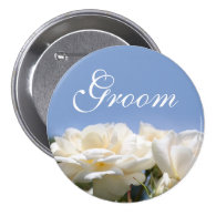 Pretty pure white rose flower groom wedding pins