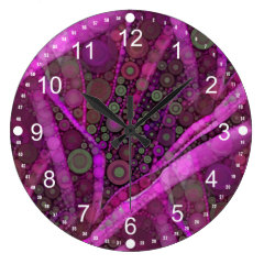 Pretty Purple Abstract Concentric Circles Mosaic Clock