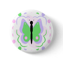Pretty Purple And Green Butterfly Button by bugspot Pretty Purple And Green Butterfly Button