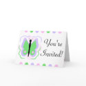 Pretty Purple And Green Butterfly Baby Shower Invitation