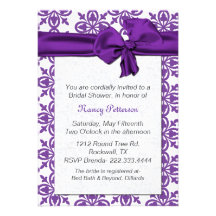Pretty Purple and White Bridal Shower Invitation