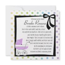 Pretty Purple Baby Buggy Personalized Invites