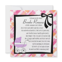 Pretty Purple Baby Buggy Custom Announcements