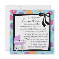 Pretty Purple Baby Buggy Custom Invitations