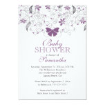 Pretty Purple Butterfly Baby Girl Baby Shower Card