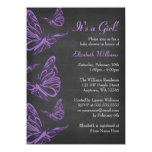 Pretty Purple Butterfly Chalkboard Baby Shower Card