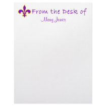 Pretty Purple Fleur de Lis Custom Stationery letterhead