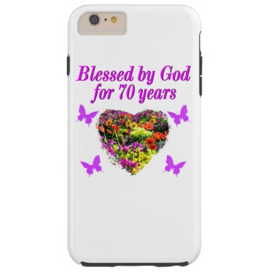 PRETTY PURPLE FLORAL 70TH BIRTHDAY DESIGN TOUGH iPhone 6 PLUS CASE