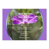 Pretty purple garden flower wedding invitations. card