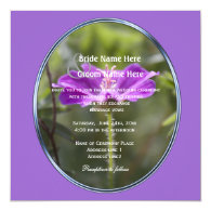 Pretty purple garden flower wedding invitations. personalized invite