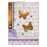 Pretty Purple Gold butterflies music notes collage cards