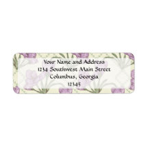 Pretty Purple Iris Flower Pattern Return Address Label