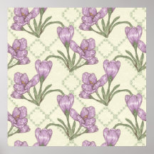 Pretty Purple Iris Flower Pattern Poster