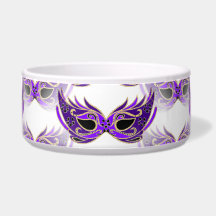 Pretty Purple Masquerade Masks Mardi Gras Pet Food Bowl