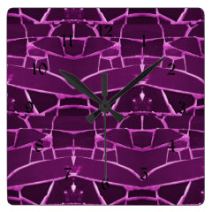 Pretty Purple Mosaic Tiles Girly Pattern Clocks