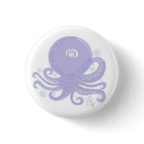 Pretty Purple Octopus Button by elledeegee Pretty Purple Octopus Button