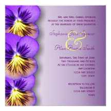 Pretty Purple Pansies Wedding Invitation