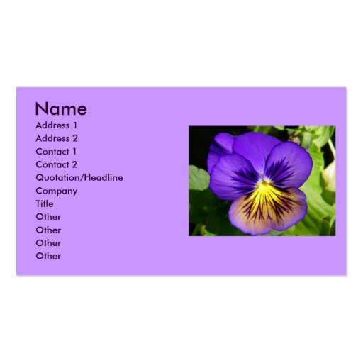 Pretty Purple Pansy Profile Cards Business Card
