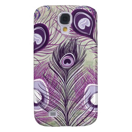 Pretty Purple Peacock Feathers Elegant Design Galaxy S4 Case