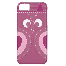 Pretty Purple Pink Owl Stitched Look Pattern iPhone 5C Covers