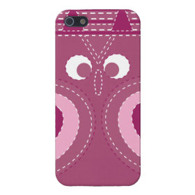 Pretty Purple Pink Owl Stitched Look Pattern Case For iPhone 5