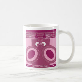 Pretty Purple Pink Owl Stitched Look Pattern Coffee Mugs
