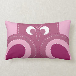 Pretty Purple Pink Owl Stitched Look Pattern Pillow