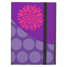 Pretty Purple Polka Dots Wave with Pink Flower iPad Case