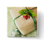 Pretty Red and Green Season Holiday Greetings Pinback Buttons