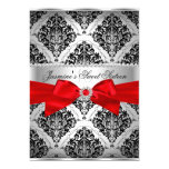 Pretty Red Black Damask Sweet 16 Invitation